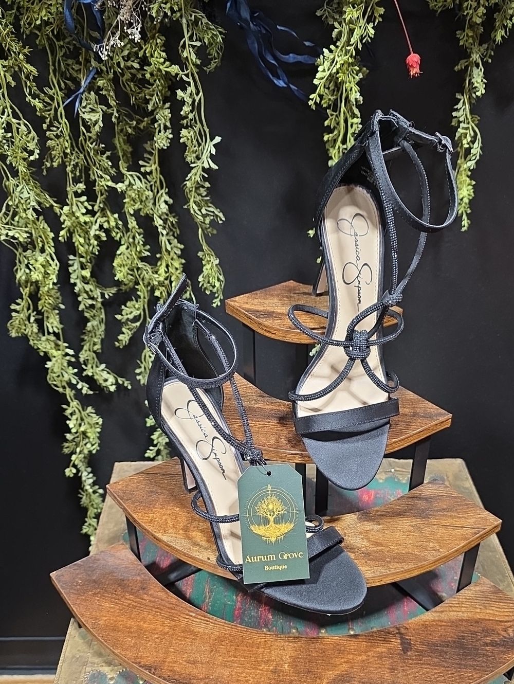 Jessica Simpson Black Strappy Knot-Detail High Heel Sandals - Picture 4 of 11